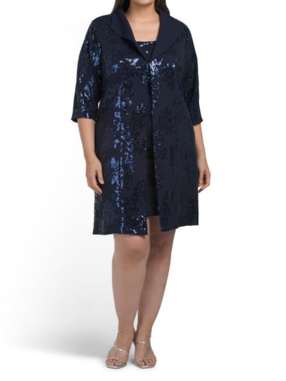 ALEX EVENINGS Navy Plus 2pc Jacket And Dress Set